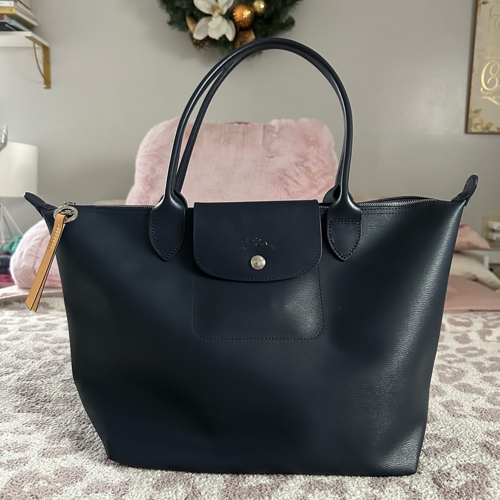 Longchamp Medium Le Pliage City Bag in Navy